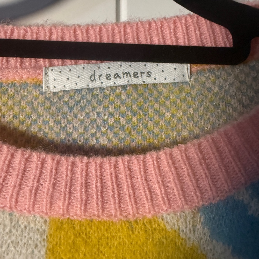 Pink Multi Patchwork Cropped Sweater - Picture 2 of 3